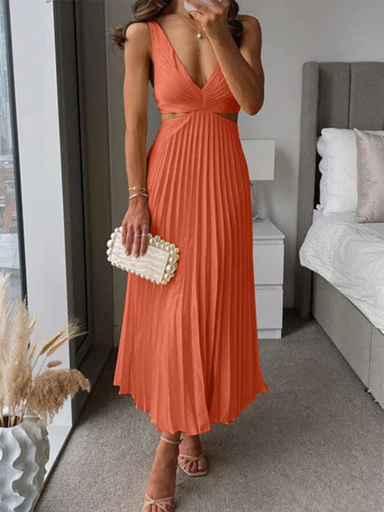 Julieta - Vestido maxi plisado con recorte