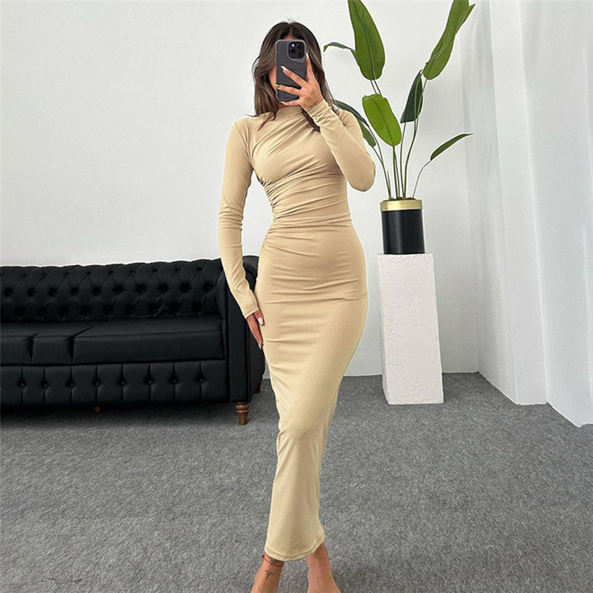 Aileen - Vestido largo bodycon fruncido