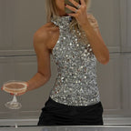 Estela - Blusa halter de lentejuelas