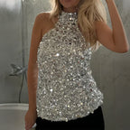 Estela - Blusa halter de lentejuelas