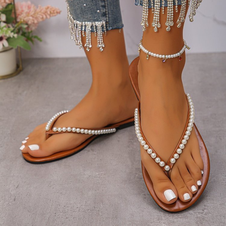 Arah - Sandalias de verano con adornos de perlas