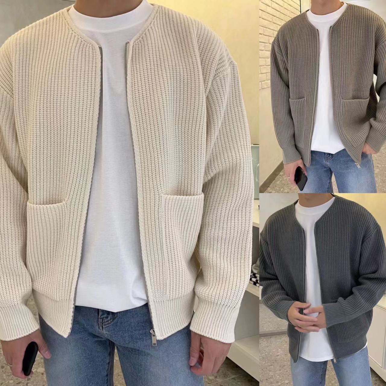 Mateo - Cárdigan de punto con cremallera para hombre
