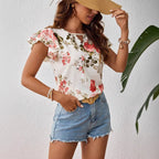 Lía - Blusa floral con mangas con volantes