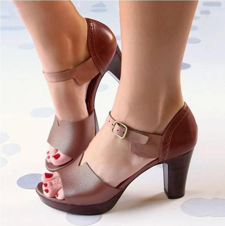Verena - Sandalias de tacón con hebilla Colorblock