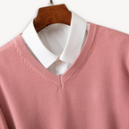 Leo – Jersey de punto con cuello en V y camisa integrada para hombre