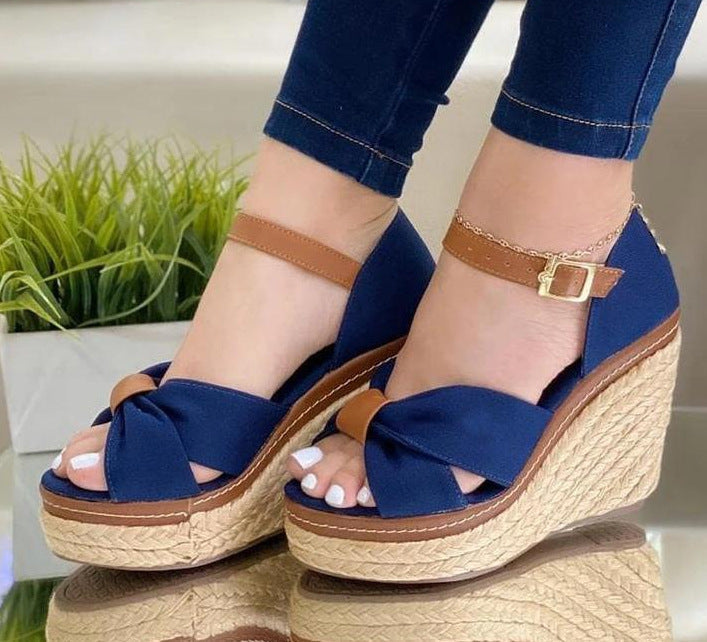 Krisa - Knotted Espadrille Wedge Sandals