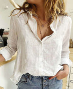 Niza - Blusa informal de lino con botones
