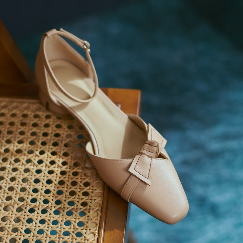 Ivette - Elegantes zapatos de tacón bajo con lazo