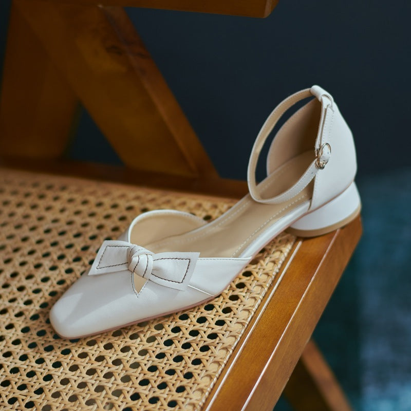 Ivette - Elegantes zapatos de tacón bajo con lazo