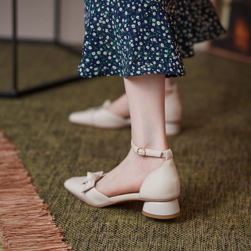 Ivette - Elegantes zapatos de tacón bajo con lazo