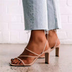 Valeria - Zapatos de tacón de tiras nude