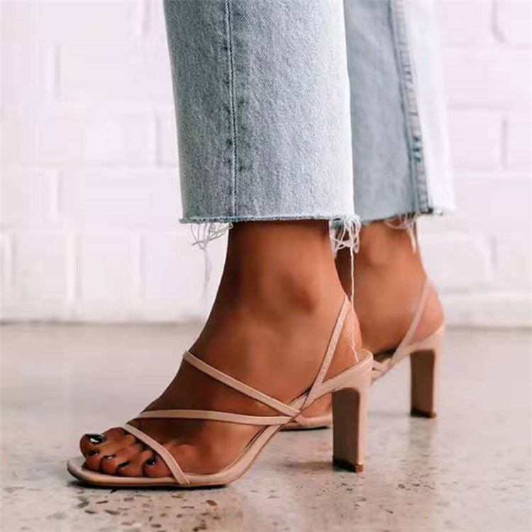 Valeria - Zapatos de tacón de tiras nude