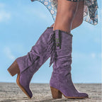 Esmeralda - Bota western de ante con flecos