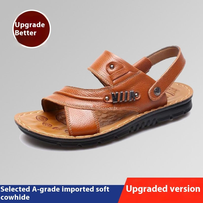 Raymund - Sandalias casual de cuero marrón