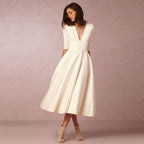 Natalia - Vestido midi de mujer con escote en V