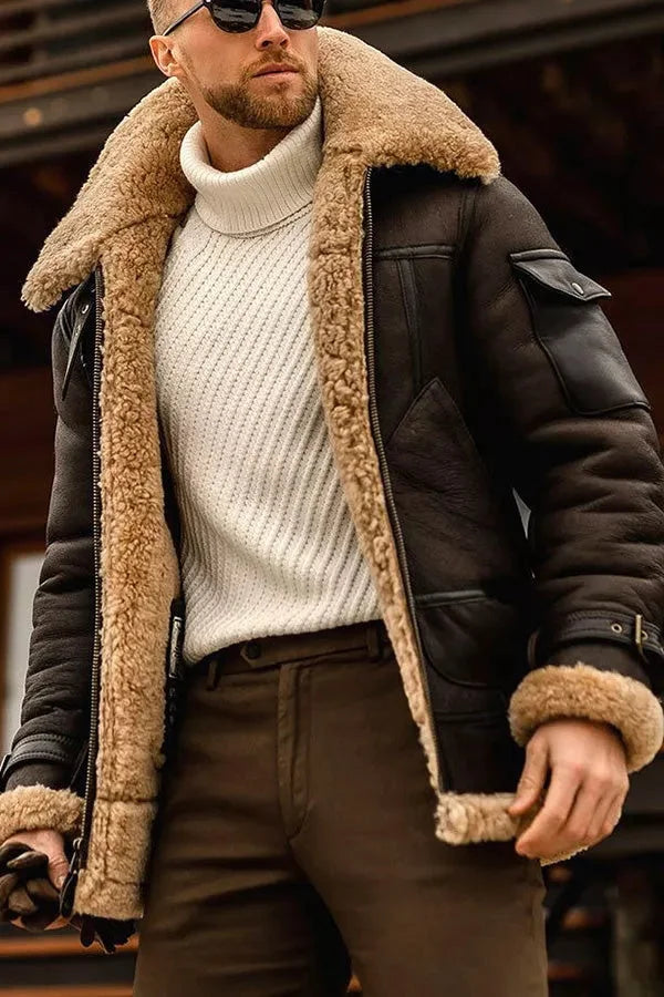 Héctor - Chaqueta aviador hombre con forro de borreguito