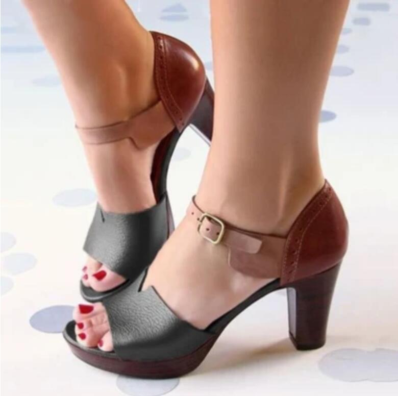 Verena - Sandalias de tacón con hebilla Colorblock