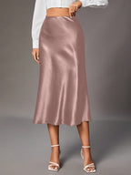 Claudia - Falda satinada midi elegante