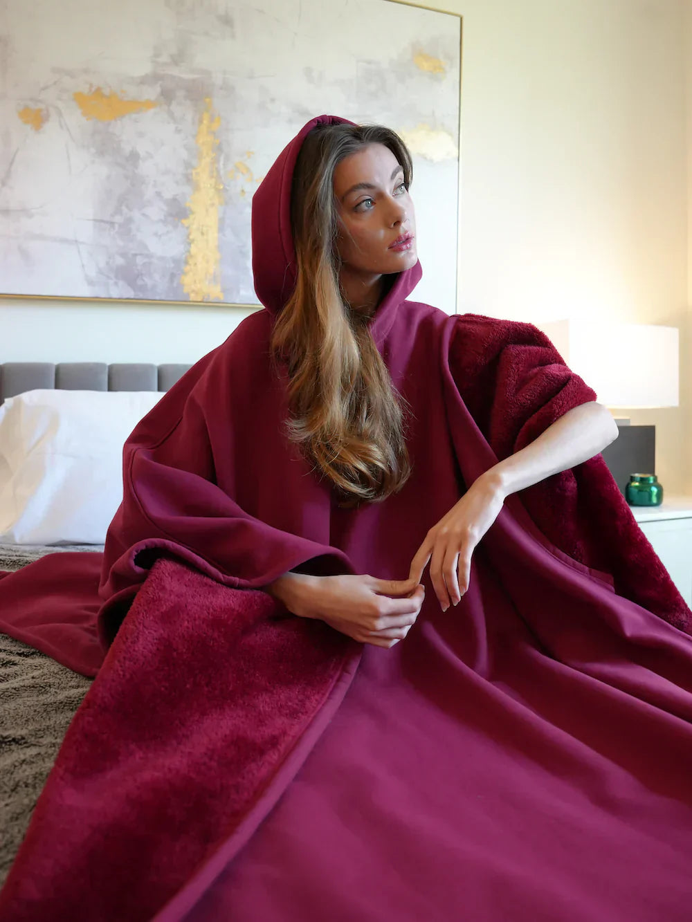 Nora - Manta de felpa con capucha para hogar