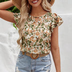 Lía - Blusa floral con mangas con volantes