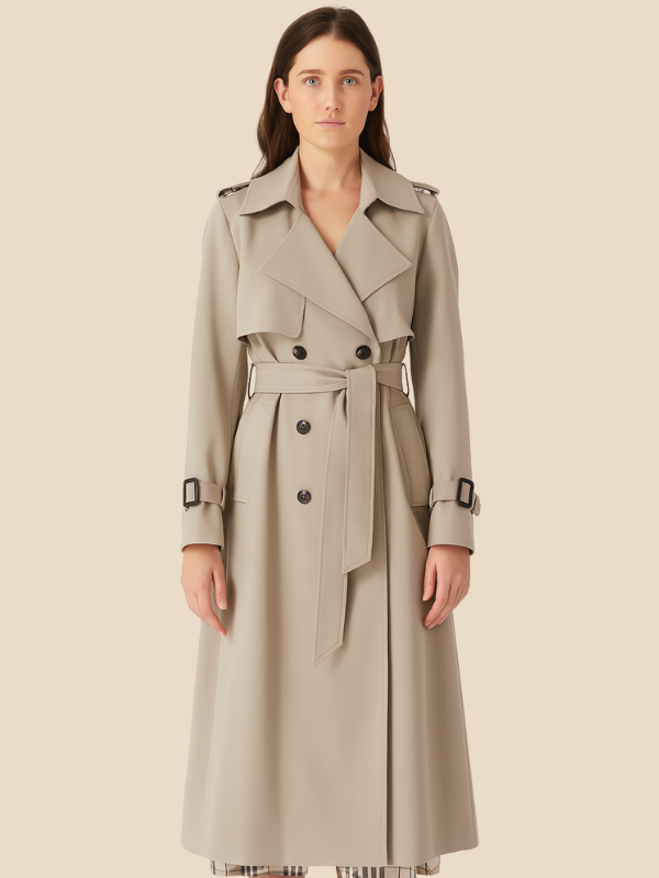 Sofía - Trench coat largo de mujer con cinturón