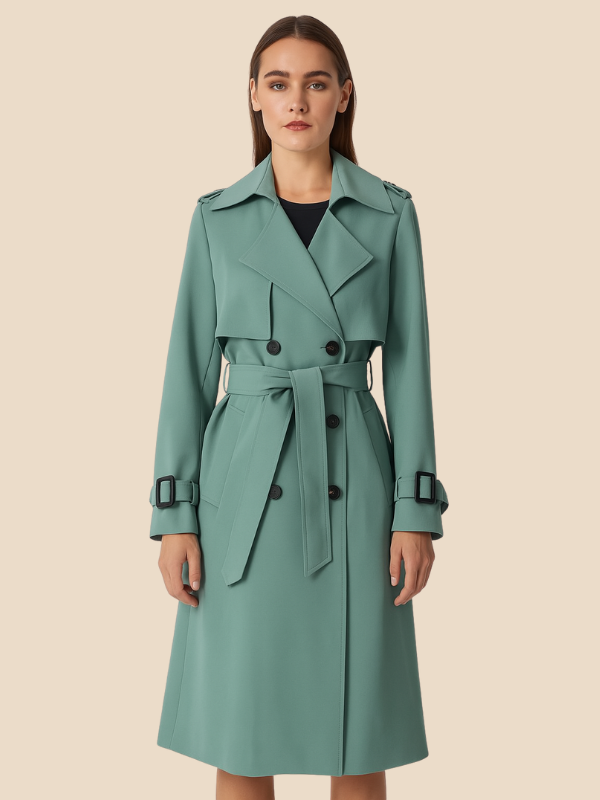 Sofía - Trench coat largo de mujer con cinturón
