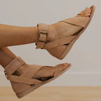 Elena - Sandalias tobilleras con tiras cruzadas