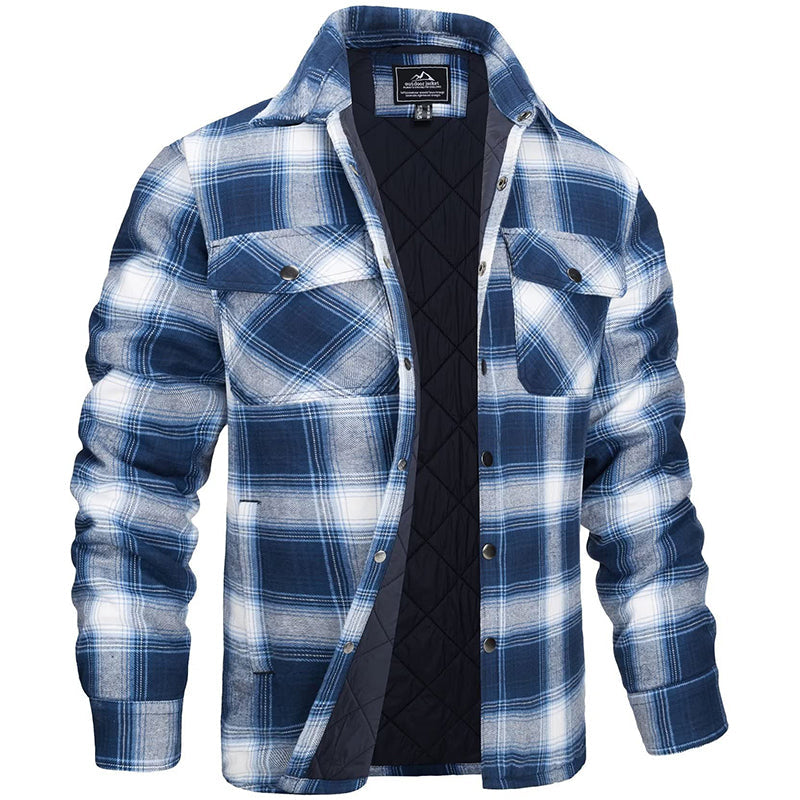 Hugo - Sobrecamisa de franela para hombre a cuadros con forro acolchado