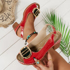 Julieta - Sandalias de verano con tacón medio y hebilla elegante