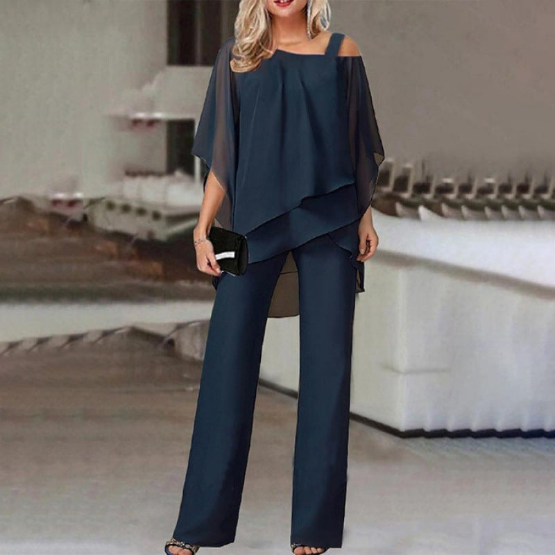 Diana - Conjunto de pantalón de gasa a capas