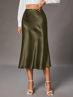Claudia - Falda satinada midi elegante