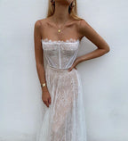 Antoniette - Vestido corsé de encaje transparente