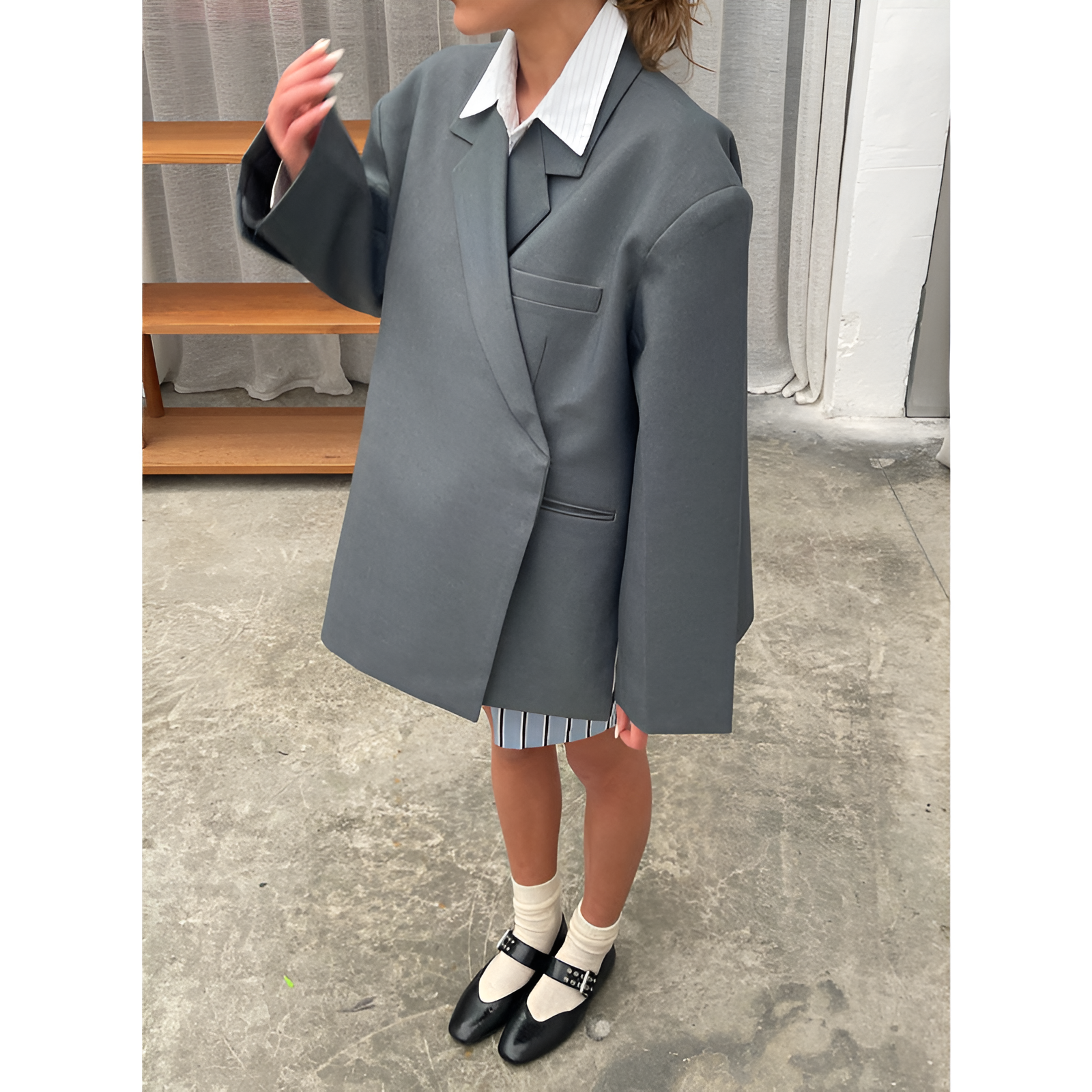 Elena - Blazer mujer corte oversize con solapa clásica