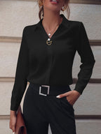 Renata - Blusa fucsia de manga larga