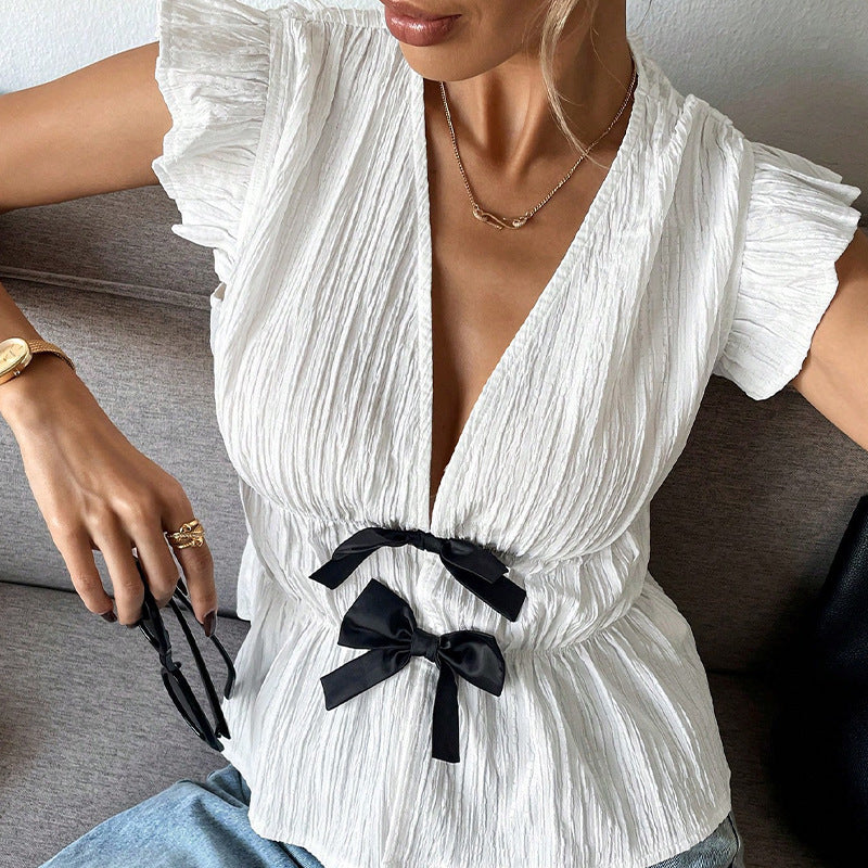 Camila - Blusa con lazos y escote en V