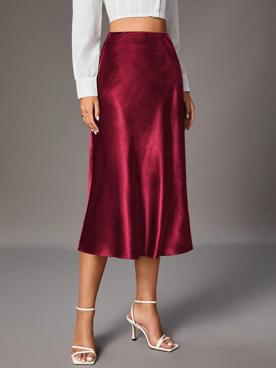 Claudia - Falda satinada midi elegante