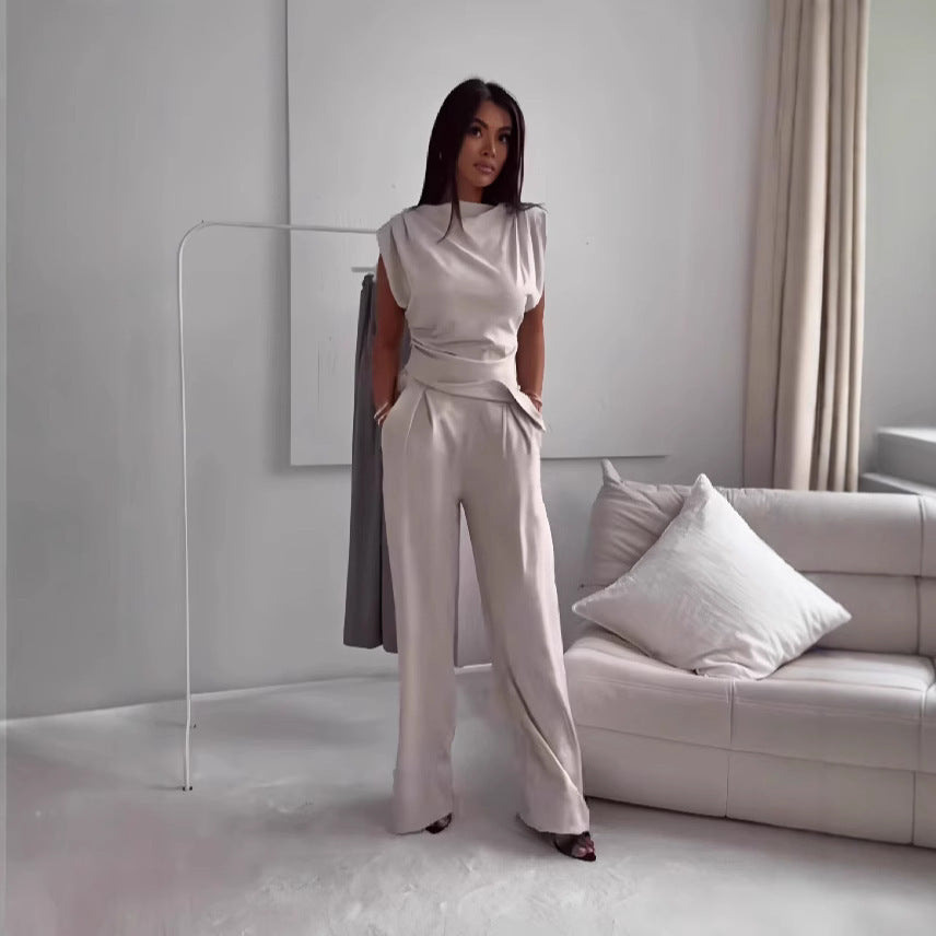 Sandra - Conjunto de pantalón asimétrico sin mangas