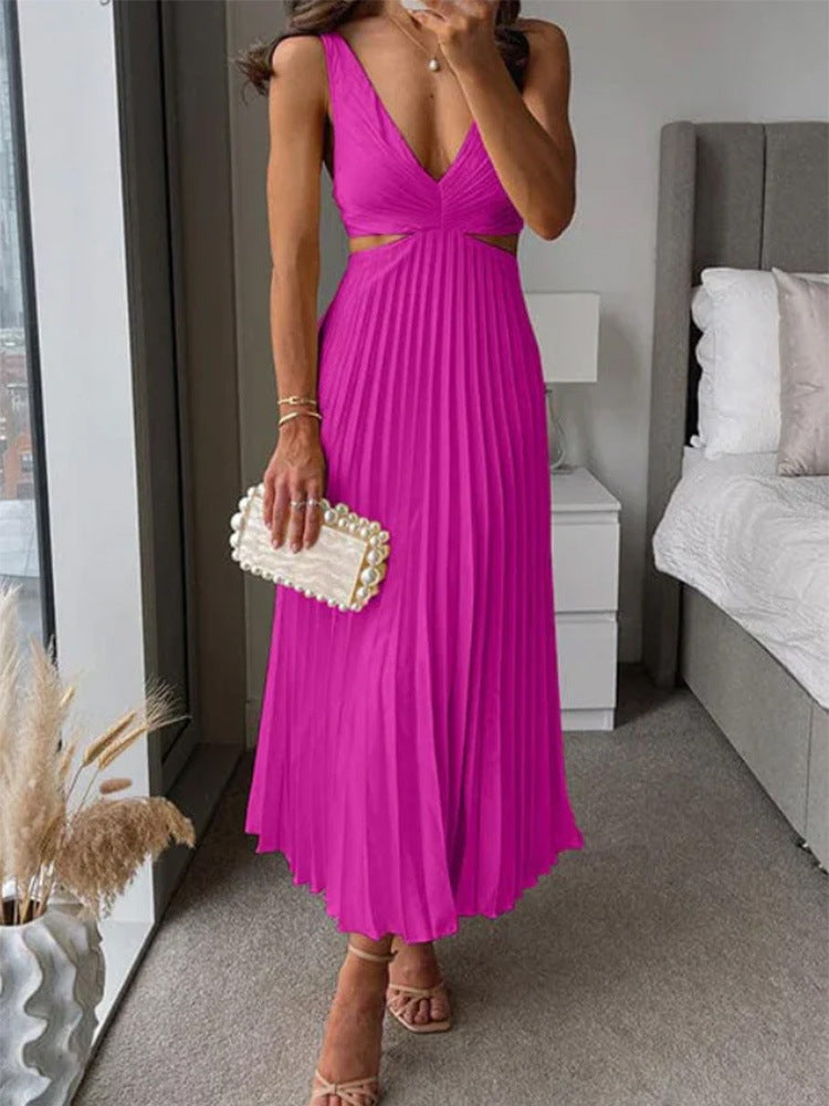 Julieta - Vestido maxi plisado con recorte