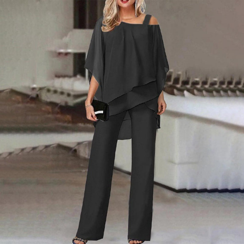 Diana - Conjunto de pantalón de gasa a capas