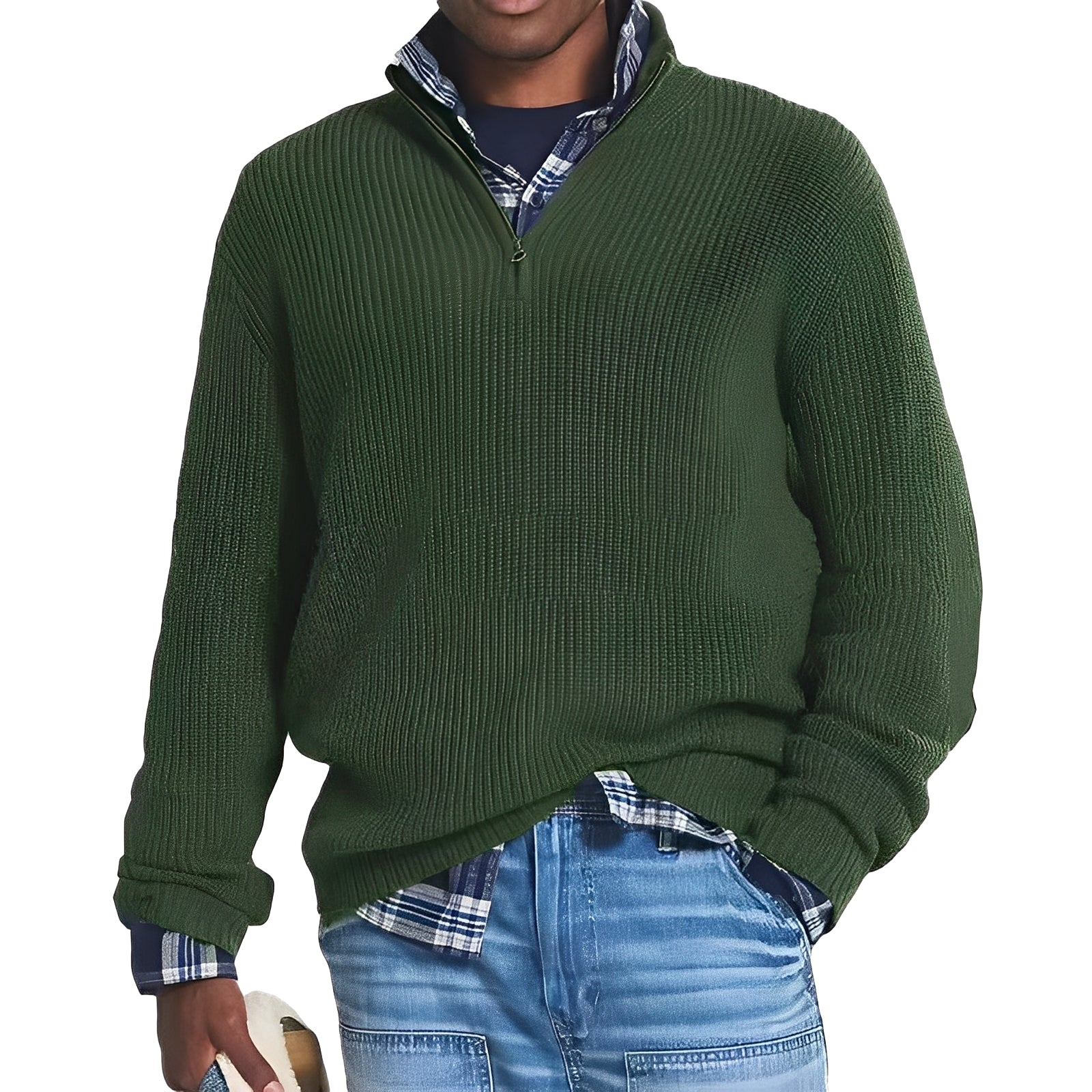 Mateo - Suéter para hombre con cremallera en el cuello alto