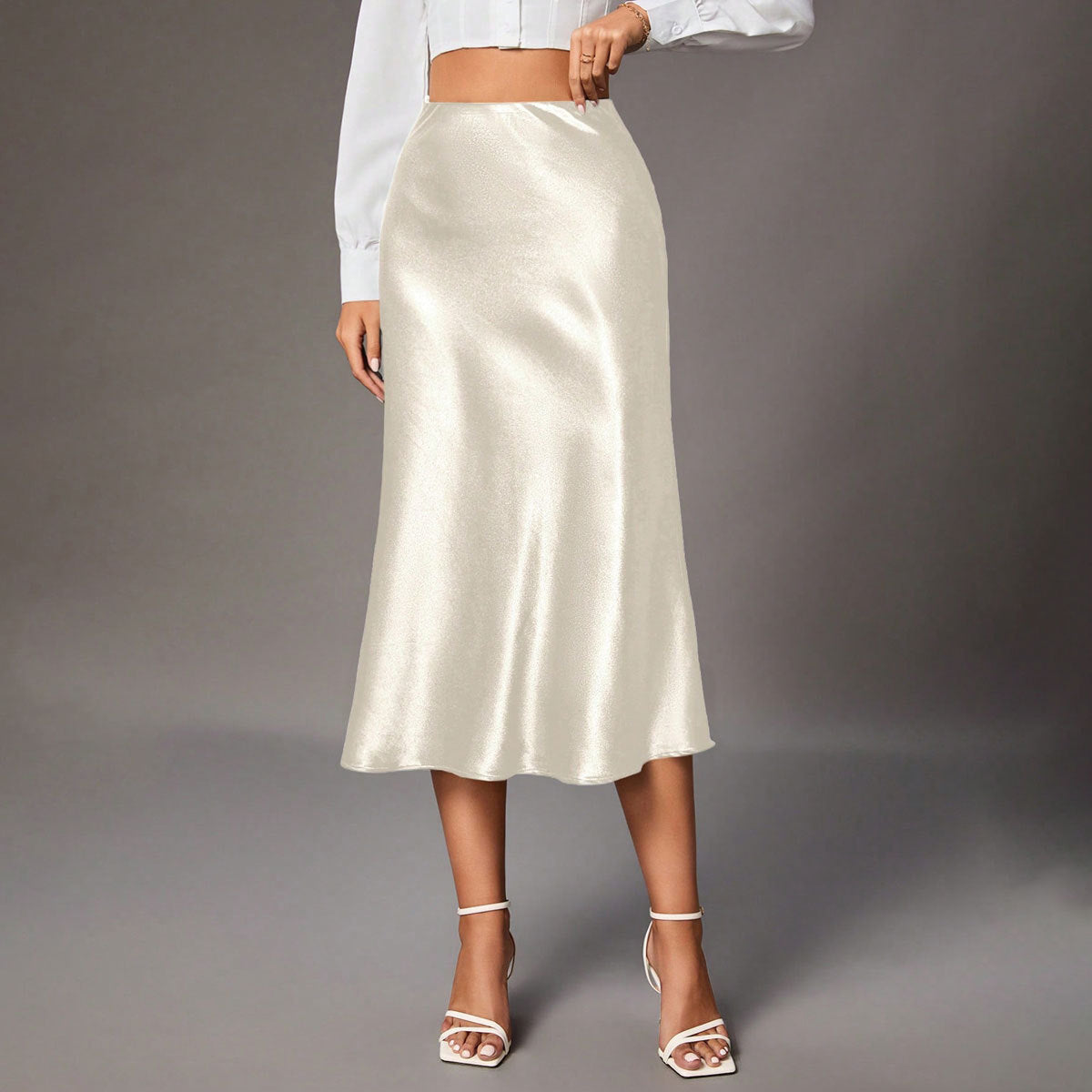 Claudia - Falda satinada midi elegante