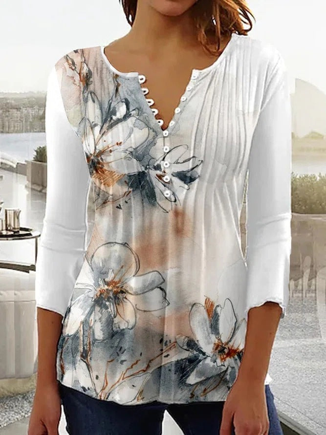 Elena - Blusa floral de manga larga