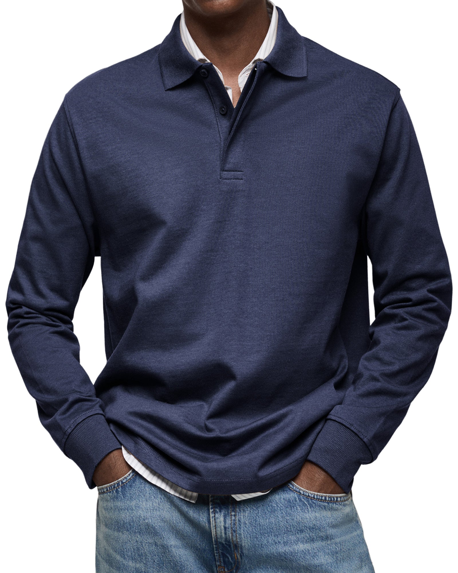 Mateo - Polo de hombre manga larga con cuello clásico