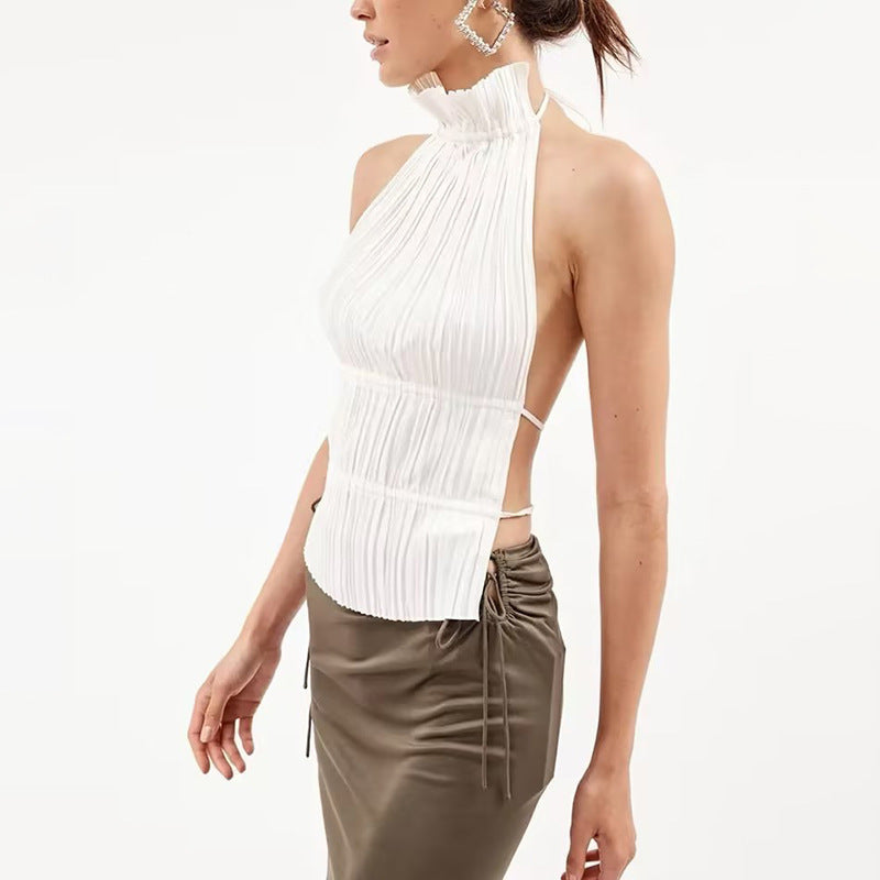 Jasmine- Top plisado de cuello halter