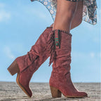Esmeralda - Bota western de ante con flecos