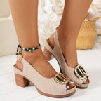 Julieta - Sandalias de verano con tacón medio y hebilla elegante