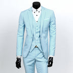 César | Conjunto de tres piezas para hombre, traje ajustado estilo coreano formal