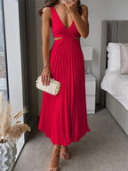 Julieta - Vestido maxi plisado con recorte