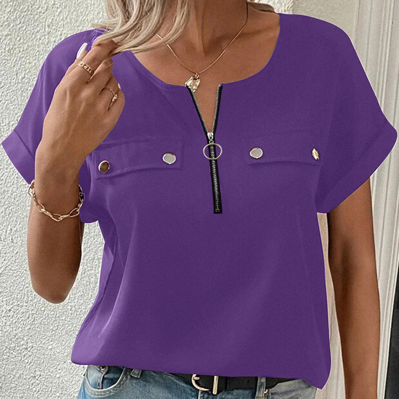 Verónica - Blusa básica con cremallera