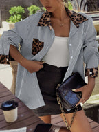 Isabella - Camisa de mujer a rayas con detalles animal print